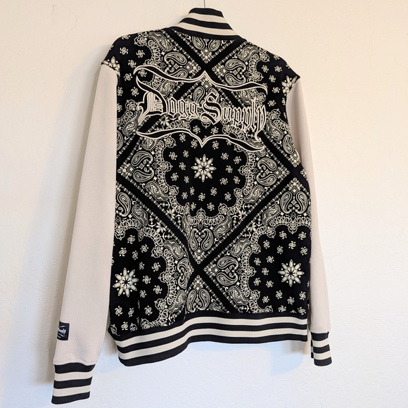 Black and White/Cream Varsity Bomber Dogg Supply Streetwear Urban Normcore - Picture 7 of 10
